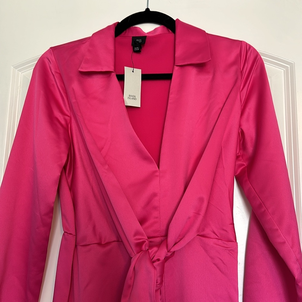 River Island Pink Satin Dress - Size 8 (UK) - Picture 3 of 7